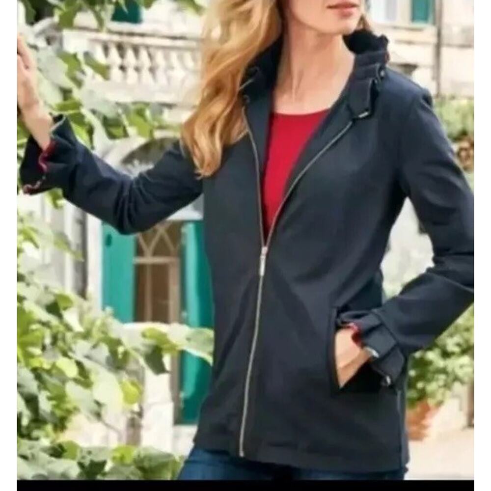 Soft Surroundings Philomena Ruffle Jacket Women's Size M Black Floral Lining